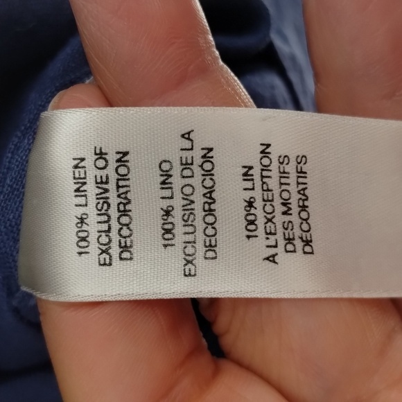 Chico's blue 100% linen w/sequin and brocade lace down back, button down size 3 - Picture 5 of 9